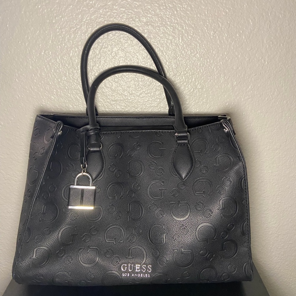 Guess Black Embossed Tote Bag